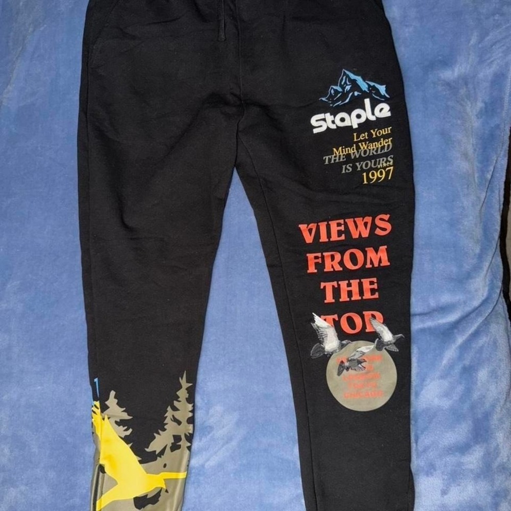Staple Pigeon Jogger Sweatpants Men's Large‎ Black Colorful Graphic men size 2xl